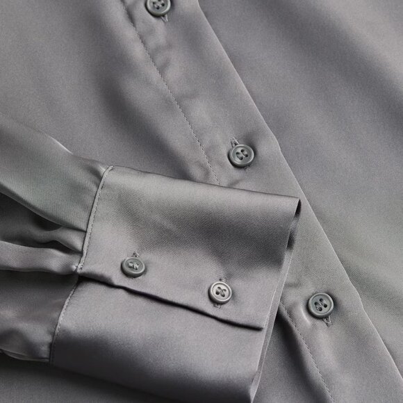 H&M Gray Pointed-collar Shirt/NWT/S - Picture 2 of 12